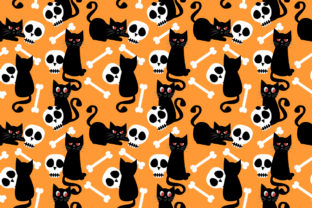 Black Cat and Skull Seamless Pattern: A Versatile Design for Creative Projects