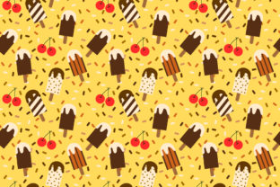 Chocolate Ice Cream and Red Berry Seamless Pattern