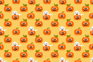 Cute Halloween Pumpkins and Ghost