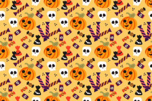 Halloween Pumpkin and Candy Seamless