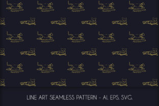 Line Art Cat Seamless Pattern
