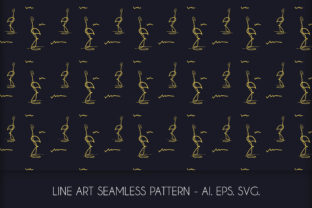 Line Art Cranebird Seamless Pattern
