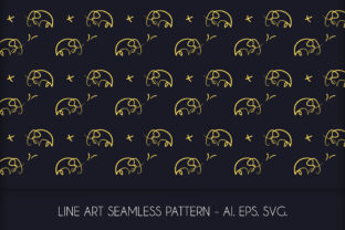 Line Art Elephant Seamless Pattern