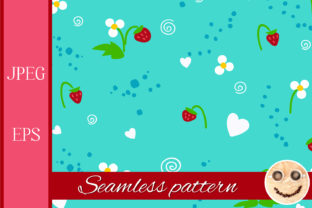 Strawberry on the Blue Seamless Pattern