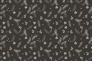 White Leaves in Black Seamless Pattern